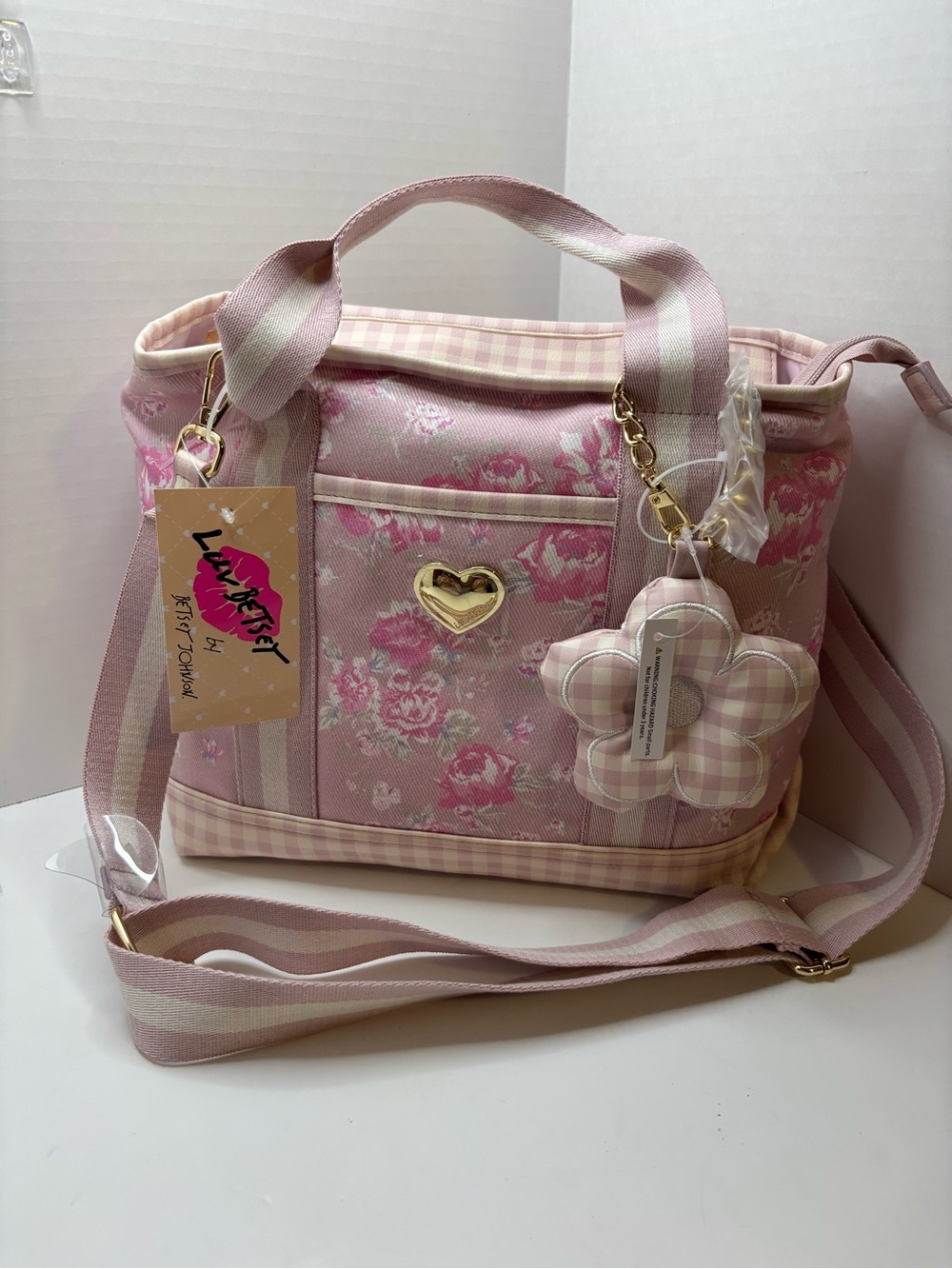 Luv Betsey Johnson Pink Floral Heart-Accent Tote Bag